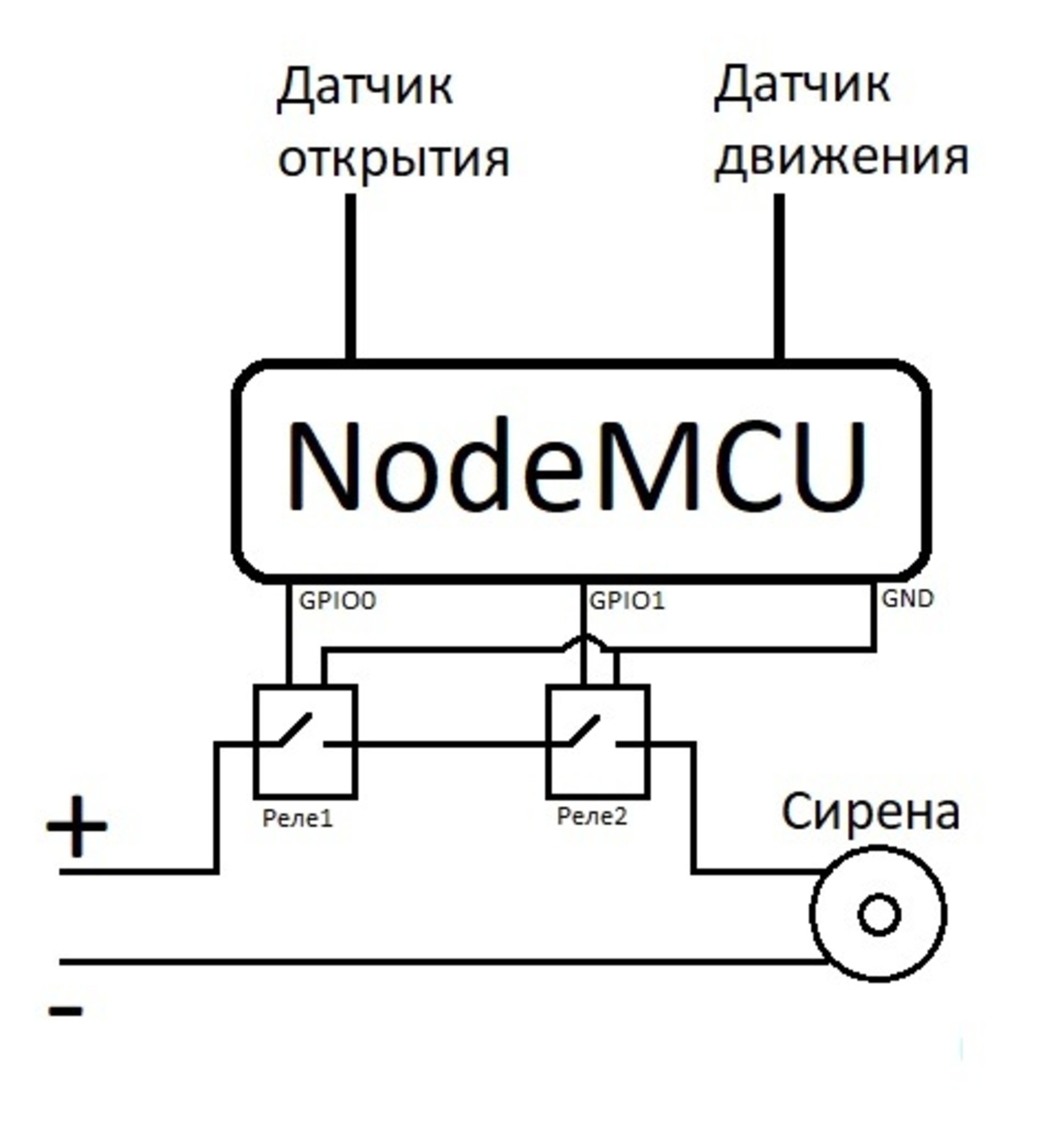 Схема подключения автономной сирены