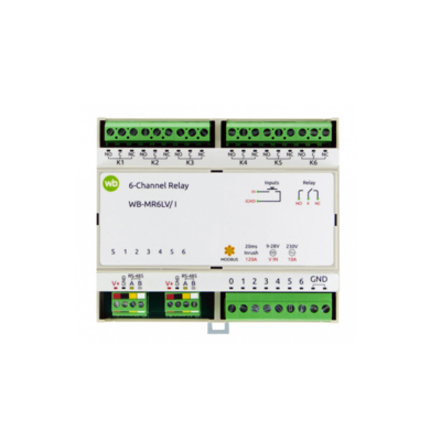 Модуль реле с RS-485, Modbus RTU WB-MR6-LV