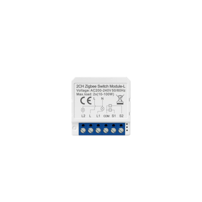 Реле ZigBee 2 Gang Module no neutral wire