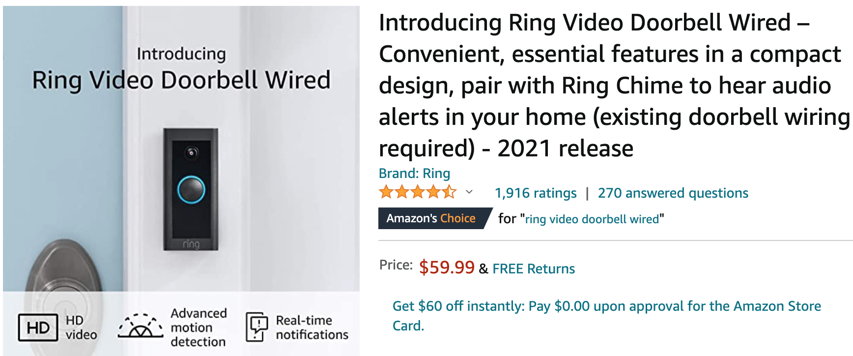 Видеозвонок Ring Video Doorbell Wired - Sprut.AI