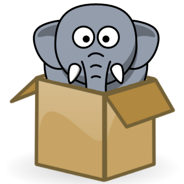 He takes the box. Слон в коробке. Слон в коробке рисунок. Под коробкой рисунок. Слон сидит в коробке.